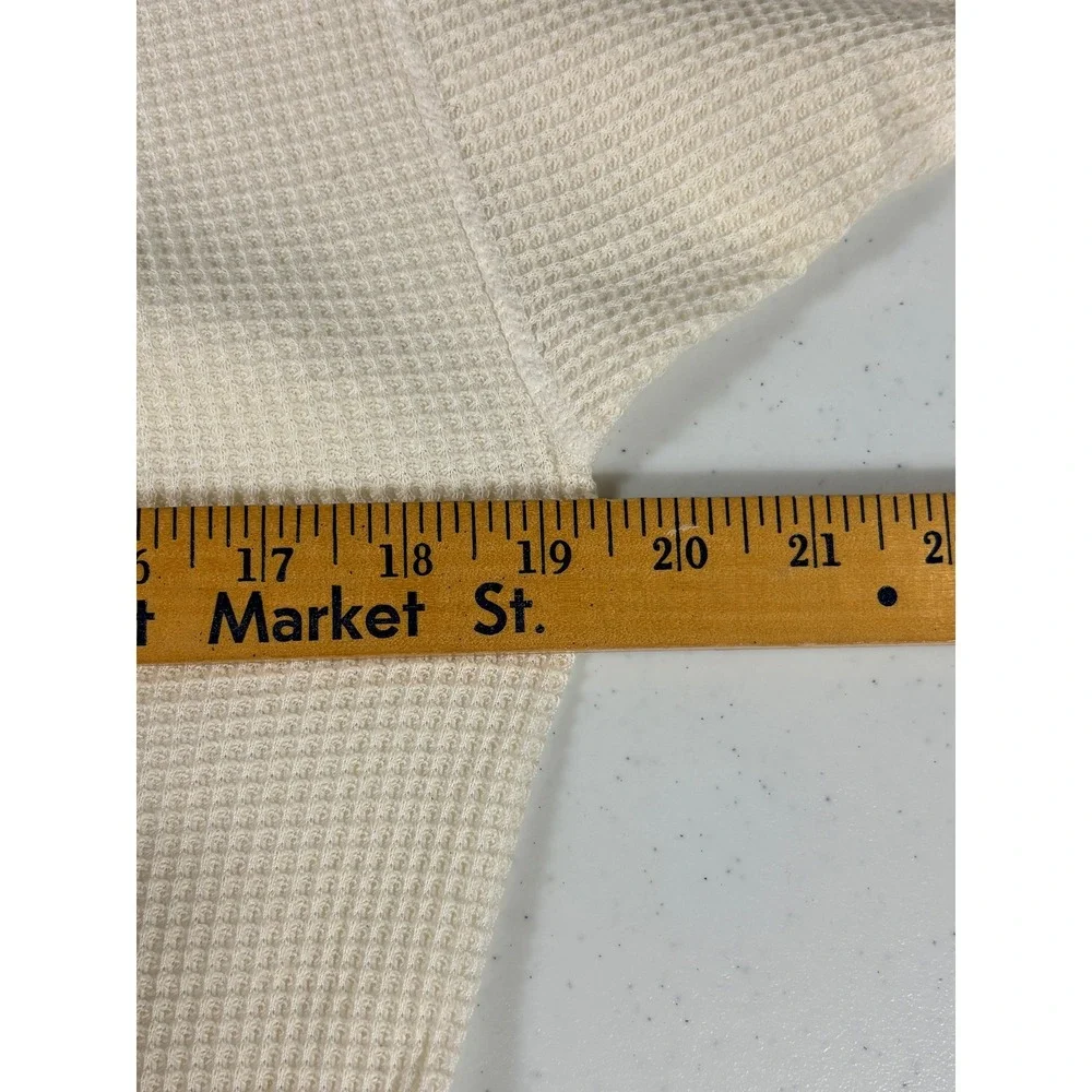 Vintage 90s JE Morgan Long Johns Shirt Mens L/M Cream Waffle Thermal USA NICE